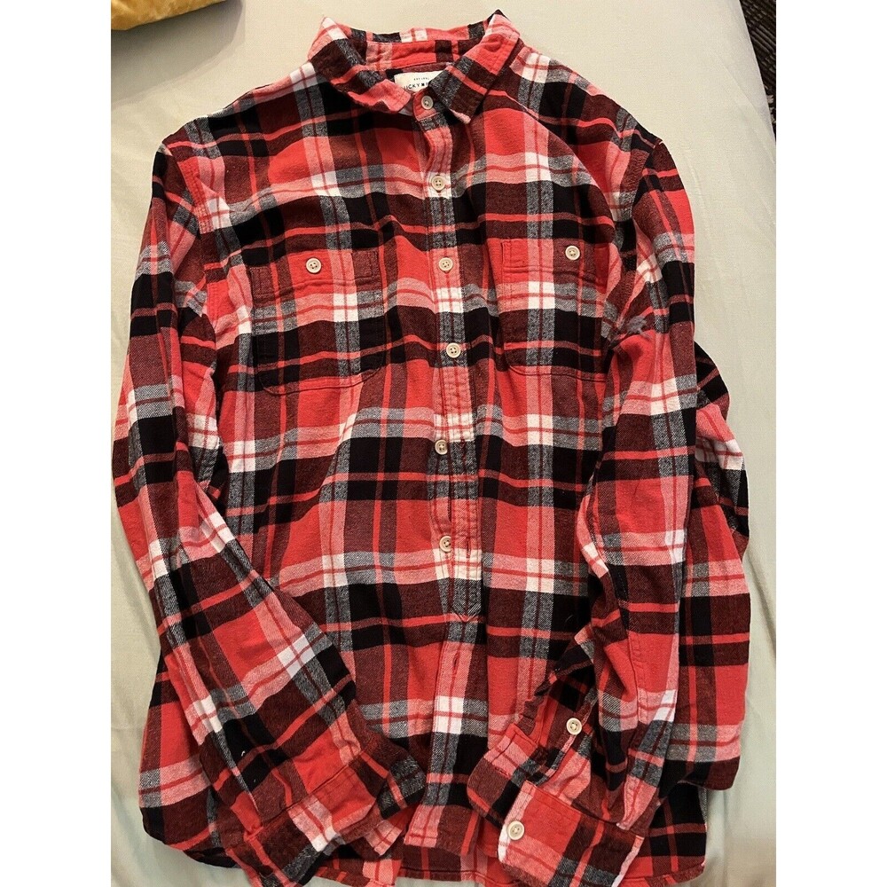 Lucky Brand Saturday Stretch Mens XL Plaid Flannel Button Up Shirt Grunge LS
